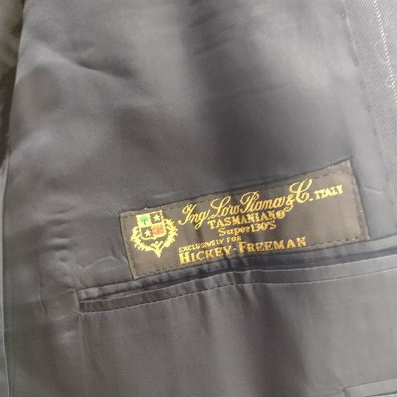 Hicky Freeman Lora Piana made in the USA black gray stripe 2 button sport coat - Picture 10 of 13